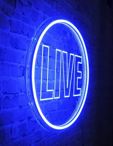 Miniatura 2 de NOXTROND Letrero de Luces LED de Neón En Vivo, Luz LED En Vivo Alimentada por USB, Luz de Neón Decorativa Regulable para Pared, Redonda, para Azul