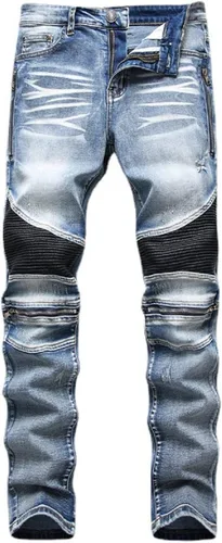Liuhond Skinny Slim Fashion - Jeans elásticos de motociclista de Hip Hop con agujeros rectos rasgados.