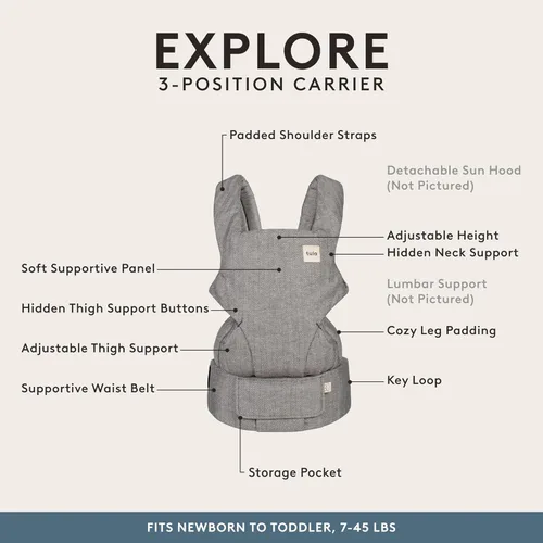 Miniatura 3 de Portabebés Tula Explore - Portabebé transpirable de recién nacido a niño pequeño - Portabebés ajustable para niños pequeños - Múltiples posiciones