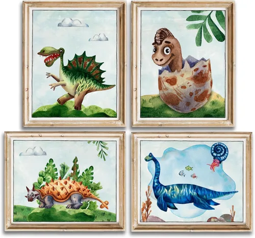 Miniatura 22 de DREAM BIG PRINTABLES Impresiones artísticas de acuarela de dinosaurios (juego de 4) – sin marco – 8 x 10 s El juego incluye tiranosaurio Rex