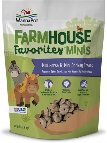 Miniatura 9 de Manna Pro Farmhouse Favorites - Mini golosinas de cabra y ganado - Bocadillos horneados prémium para mini cabras y mini ganado - Mezclado a mano