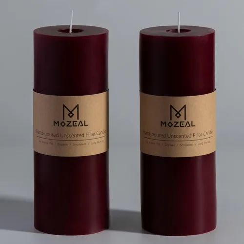Miniatura 47 de MOZEAL Velas grandes sin perfume vertidas a mano de 3 x 8 pulgadas, sin humo, juego de 2, combustión lenta, sin goteo, aproximadamente 150 horas