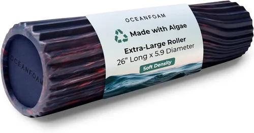 Miniatura 13 de Oceanfoam Rodillo de tsunami (natural), rodillo de espuma suave y texturizado para terapia física, dolor de espalda, ejercicio y estiramiento