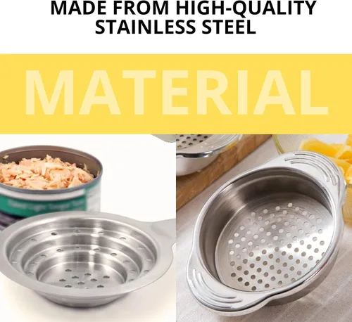 Miniatura 3 de Paquete de 2 coladores universales de latas, colador multiusos de acero inoxidable de grado alimenticio con asa para latas grandes y pequeñas