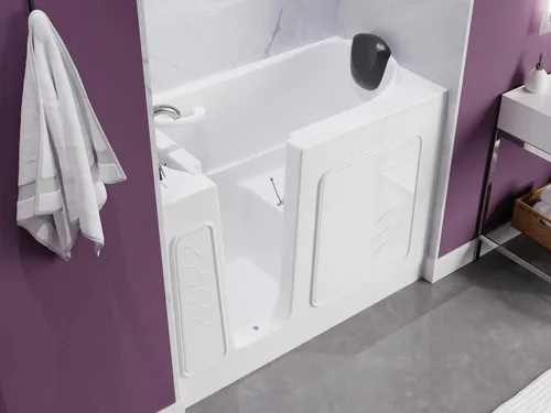 Miniatura 2 de ANZZI Bañera de 53 x 26 pulgadas con llenado rápido, cabezal de ducha de 60 pulgadas, fácil entrada, sello hermético, almohada para la cabeza, 2653