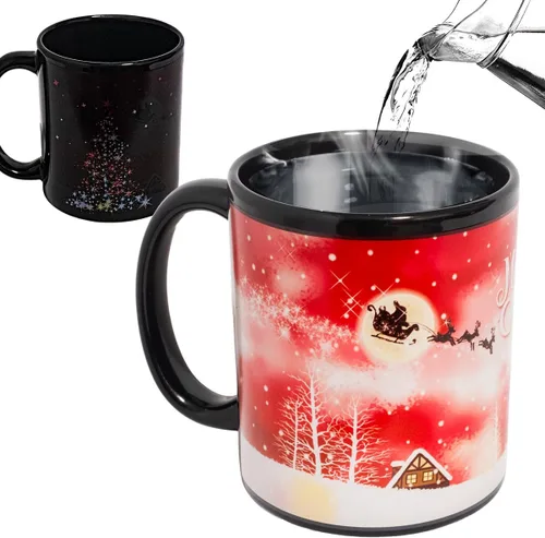 Miniatura 7 de Taza de cerámica con diseño de muñeco de nieve que cambia de color, taza de café mágica de 12 onzas, novedad para regalos divertidos de Navidad