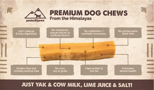 Miniatura 3 de peaksNpaws Masticables para perros del Himalaya, queso Yak alto en proteínas, sin lactosa, tratamiento natural para mascotas, palitos masticables