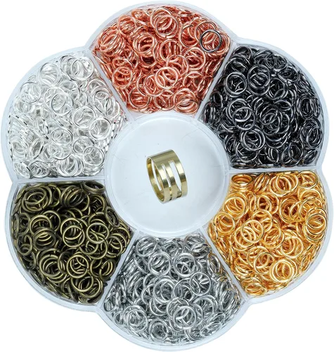 Miniatura 6 de YAKA 12000 piezas de 0.118 in, caja de 6 colores, anillo de salto abierto, llavero de joyería para accesorios de fabricación de joyas, 1 herramienta