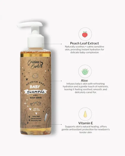 Miniatura 3 de Cristina's Curls Champú para bebés y gel de baño – Limpieza suave de la cabeza a los pies de baja espuma para recién nacidos y piel sensible
