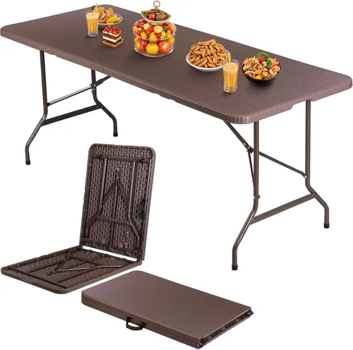 Miniatura 14 de ZENY Mesa plegable de 6 pies, mesa portátil de picnic, mesa de plástico para picnic interior y exterior, mesa para fiestas, camping, mesa plegable