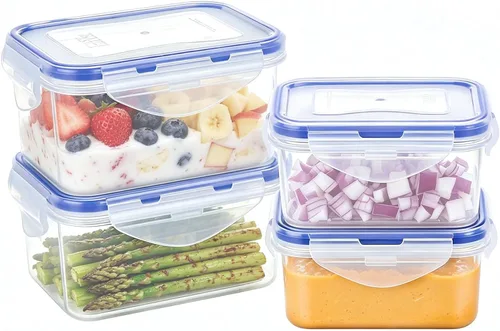Miniatura 7 de KIGI Pequeño recipiente de plástico para almacenamiento de alimentos para aperitivos, almuerzo y preparación de comidas, sin BPA, tapas herméticas