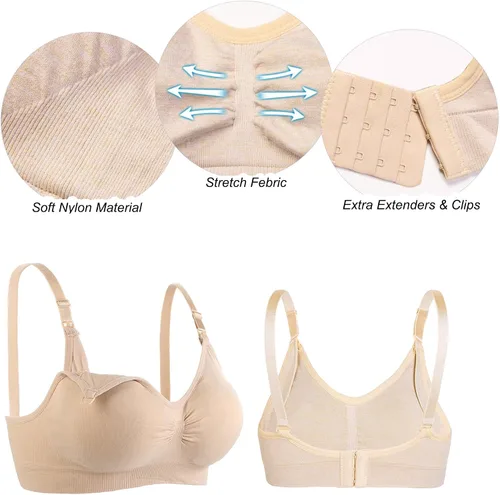 Miniatura 4 de 3 Pack Full Cup Maternity Bras, Seamless Nursing Bras for Breastfeeding with Extra Bra Extenders Nursing Bralette
