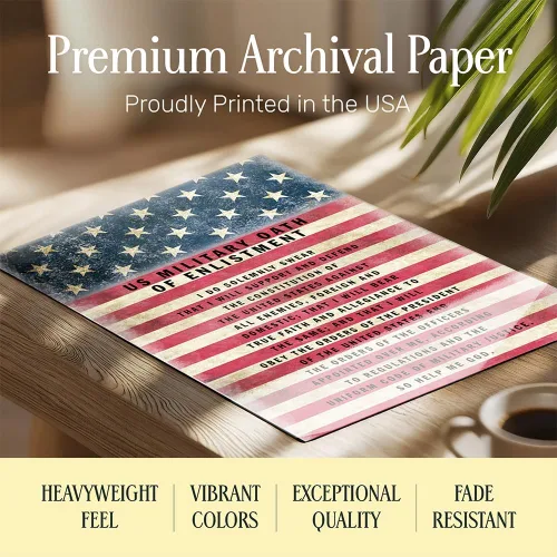 Miniatura 5 de Juramento Militar de Reclutamiento ENMARCADO - Arte de pared patriótico de la bandera americana, decoración - Regalo para soldados, ejército