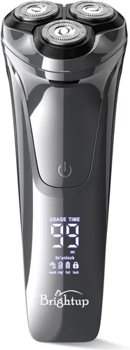Brightup Maquinilla de afeitar eléctrica para hombres, afeitadora eléctrica para hombres con recortadora emergente, impermeable, inalámbrica,