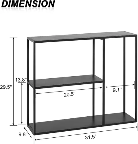 Miniatura 3 de HDANI Mesa consola, mesa de entrada estrecha, mesa de pasillo de metal de 3 niveles, 9.8 pulgadas de profundidad x 31.5 pulgadas de ancho x 29.7