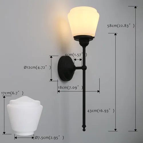 Miniatura 4 de Pathson Modern Wall Sconce Light with Milk White Glass, Hardwired Bathroom Wall Vanity Lamp, Mid-Century Rustic Decor for Living Room Bedroom