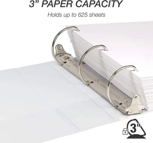 Miniatura 455 de Samsill - Carpeta duradera de 5 pulgadas, fabricada en los Estados Unidos, con anillos en D, transparente y personalizable, color blanco