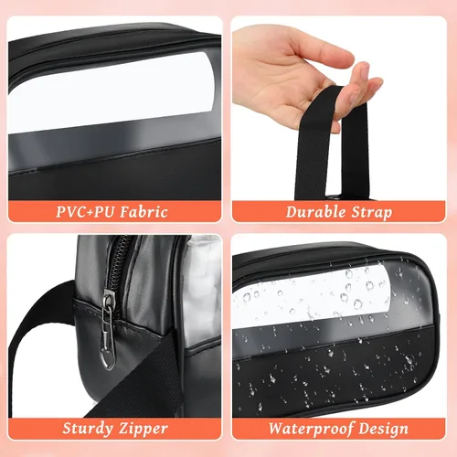Miniatura 3 de Buryeah 12 bolsas de aseo a granel para mujeres y hombres, translúcidas, pequeñas, bolsa de maquillaje de viaje, portátil, impermeable, juego