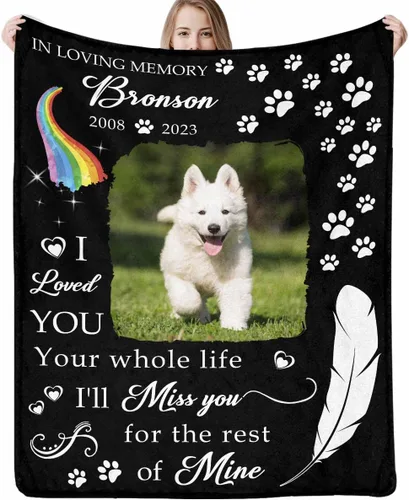 Miniatura 26 de Artsadd Manta de memoria personalizada, regalo personalizado con imagen de perro, manta conmemorativa, regalo de condolencias para amantes