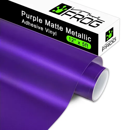 VINYL FROG Vinilo adhesivo metálico mate, rollo de vinilo permanente morado de 12 pulgadas x 6 pies, vinilo adhesivo satinado metálico para
