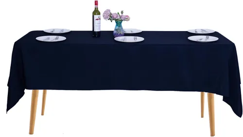 Miniatura 87 de Ascoza Paquete de 2 manteles rectangulares blancos de 60 x 84 pulgadas, tela de poliéster de 4 pies, para bodas, banquetes, restaurantes y fiestas