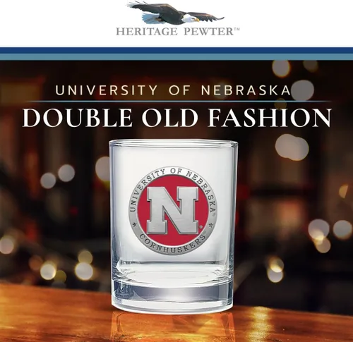 Heritage Pewter Nebraska Double Old Fashion | Vaso Double Rocks de 14 onzas para licor | Vaso de peltre elaborado por expertos