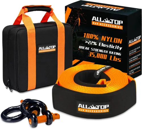 Miniatura 10 de ALL-TOP Kit de recuperación de nailon con receptor de enganche: 3" x 20' (35,000lbs) 100% correa de enganche de nailon + receptor de enganche