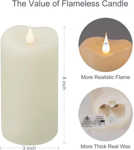 Miniatura 2 de TECHLONG - Velas sin llama parpadeantes con llama 3D en movimiento, velas operadas por batería con temporizador, duran más de 1000 horas, cera