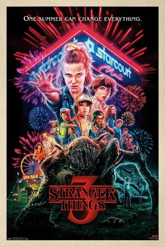 Miniatura 19 de Trends International Netflix Stranger Things: Season 3 - Póster de pared de una hoja, 14.725 x 22.375 pulgadas, versión enmarcada de madera