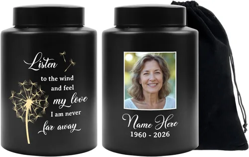 Miniatura 24 de Urna personalizada para cenizas humanas, contenedor de cenizas de cremación con foto personalizada con retrato, urna conmemorativa funeraria