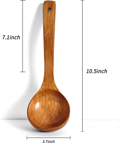 Miniatura 2 de FJNATINH Cucharón de Madera con Mango Largo, Cucharón de Sopa Hecho a Mano para Cocina