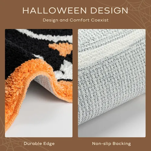Miniatura 8 de Ashler - Alfombra de baño de murciélago de Halloween, alfombra de baño para decoración de Halloween, alfombras de área góticas, alfombras