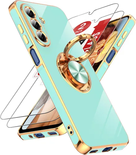 Miniatura 89 de LeYi Funda para Samsung Galaxy S22 Ultra con soporte de anillo giratorio de 360°, soporte magnético, chapado en oro rosa, borde protector para Negro