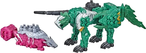 Miniatura 3 de Power Rangers Dino Fury - Martillo Ankylo rosa y garra de tigre verde, juguetes Zord para niños de 4 años en adelante Zord Link Sistema