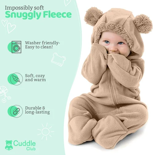 Miniatura 20 de Enterizo de vellón para bebé, rómper de una sola pieza con capucha para niños, ropa para exteriores, chaqueta infantil