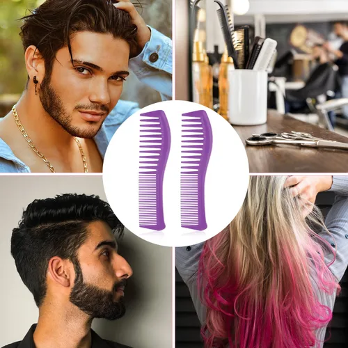 Miniatura 7 de 2 peines para el cabello, peine de plástico para peinado, dientes grandes y dientes finos, peine de peluquería para hombres y mujeres, peinado