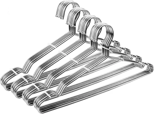 Perchas para abrigos, 40 unidades, Seropy, perchas de metal, resistentes, de alambre, con muesca antideslizante, perchas de acero inoxidable