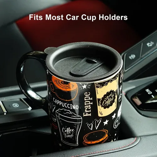 Miniatura 8 de Topadorn Taza de viaje de cerámica con asa, taza de café de cerámica, taza de té latte, caja de colores, 17 onzas, tapa resistente a salpicaduras
