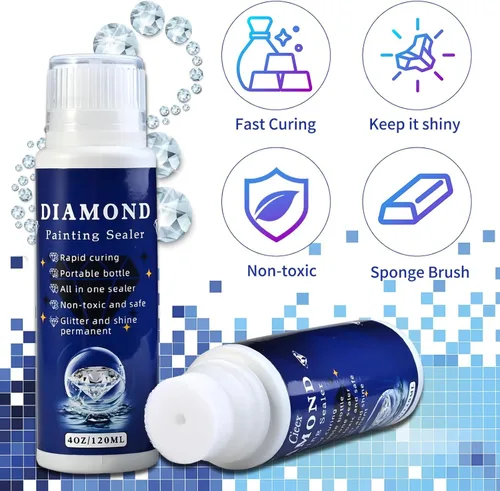 Miniatura 3 de Faburo 2 piezas de sellador de pintura de diamante protector abrillantador (120ml*2), pegamento para accesorios de pintura de arte de diamante