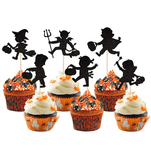 Miniatura 9 de 30 piezas de adornos para cupcakes con purpurina – Púas de cupcakes de Halloween para niños, cumpleaños, festival, fiesta, decoración de pasteles