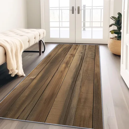 Miniatura 2 de 2'x8' Rug Runners for Hallways Non Slip Vintage Wood Panel Texture Brown Runner Rug for Bedroom, Washable Runner with Non Slip Backing, Soft Brown 7