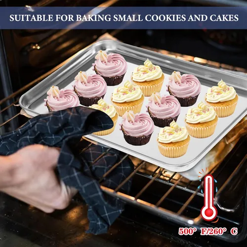 Miniatura 4 de 16 bandejas para hornear de acero inoxidable, bandejas de metal pequeñas, bandejas rectangulares profesionales para horno, horno y tostadora