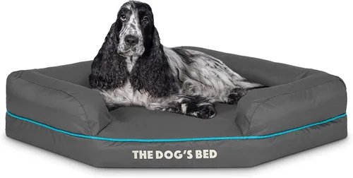 Miniatura 11 de The Dog's Bed - Cama ortopédica de espuma viscoelástica para perro, tela Oxford, gris con ribete negro, mediana