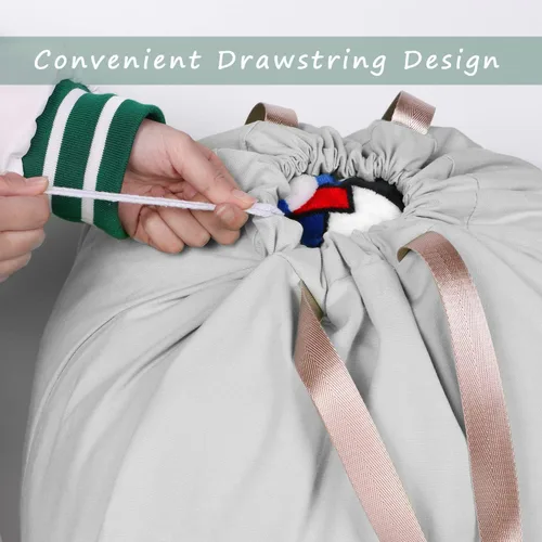 Miniatura 3 de Bolsa de lona de algodón con asas y correas de cordón, bolsas de lavandería extra grandes resistentes para lavandería y hogar, bolsa de ropa sucia