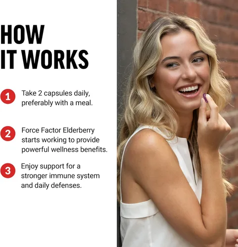 Miniatura 4 de Force Factor Cápsulas de saúco, suplemento inmunológico y suplemento antioxidante para hombres y mujeres, refuerzo diario de la inmunidad, vegano