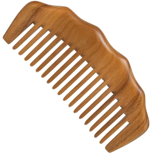 Miniatura 13 de Peine de madera con dientes anchos, peine para el cabello para mujeres, masaje del cuero cabelludo y distribuye aceites