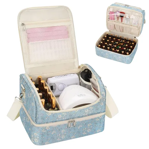 Miniatura 10 de CUBETASTIC Organizador de esmalte de uñas, estuche portátil de almacenamiento de esmalte de uñas con capacidad para 45 frascos de esmalte de uñas