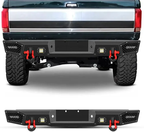 Miniatura 17 de BESTZHEYU Parachoques delantero compatible con F250 F350 F450 2017 2018 2019 2020 2021 2022 con placa de cabrestante y luces LED