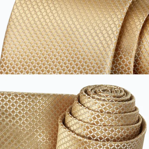 Miniatura 287 de HISDERN Conjunto de corbata a cuadros a cuadros pañuelo tejido clásico formal para hombre corbata y bolsillo cuadrado