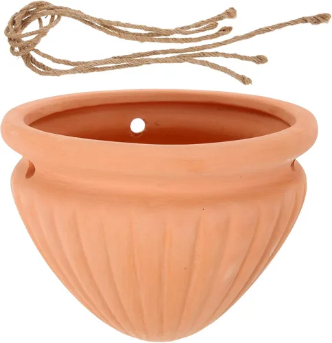 Yardwe 1 juego de maceta colgante para plantas, elegante maceta de fresa, drenaje de cerámica, material para hierbas y decoración de jardín elegante